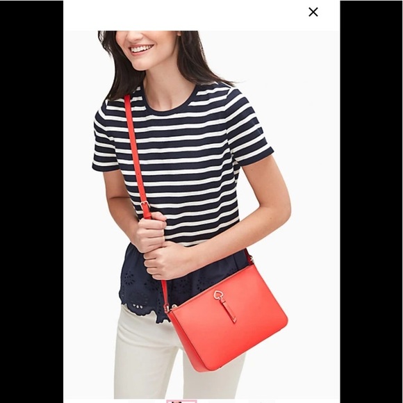 37. Kate Spade Medium Top Zip Crossbody in Stoplight - Picture 3 of 11